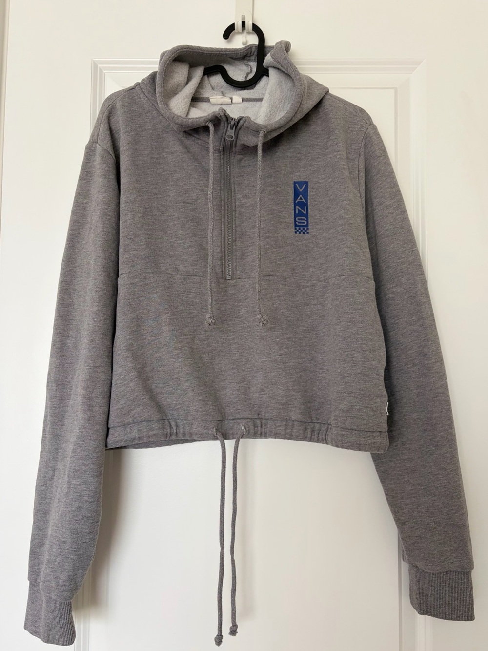 Vans Grey Cropped Half-Zip Hoodie Size Medium